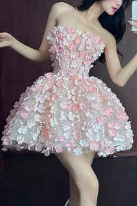 Olivia | Stylish and Sculptural Floral Embellished Cocktail Mini Dress