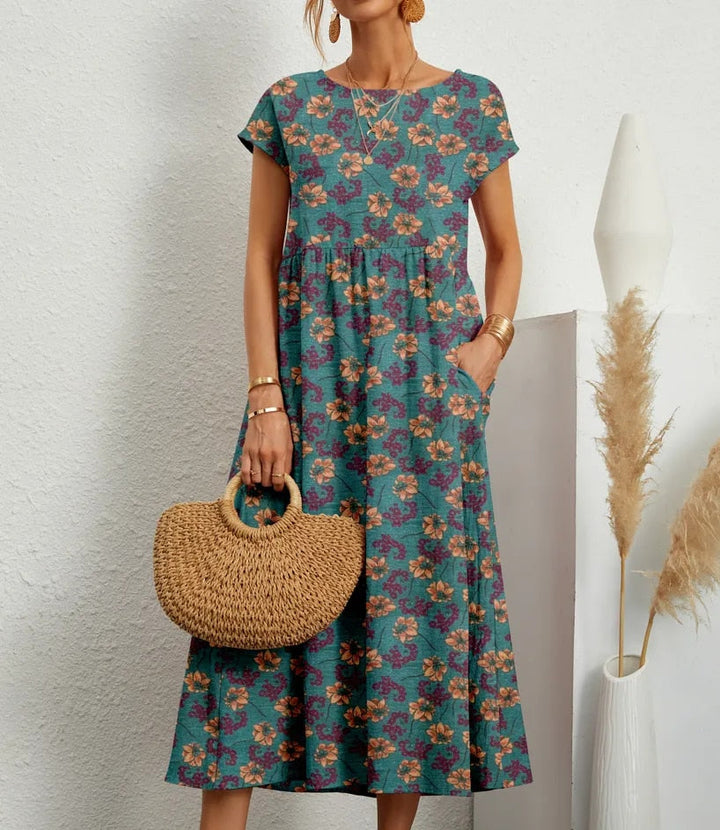 Ava | Cotton Blend Floral print A-Line Summer  Dress 9