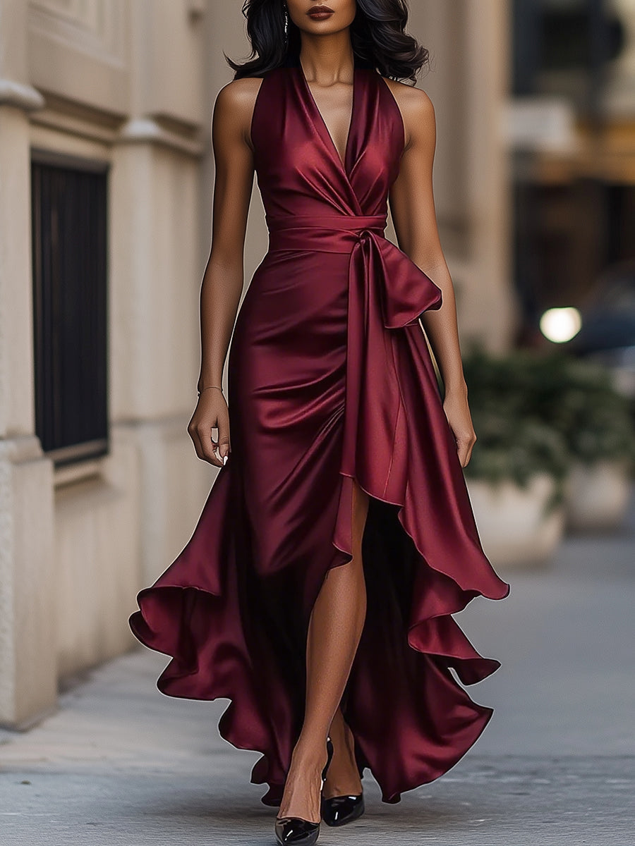 Aveline | Evening Dress Formal Gown Elegant Satin High Slit 6