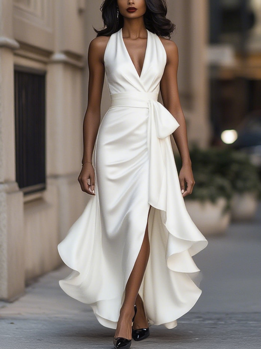 Aveline | Evening Dress Formal Gown Elegant Satin High Slit 7