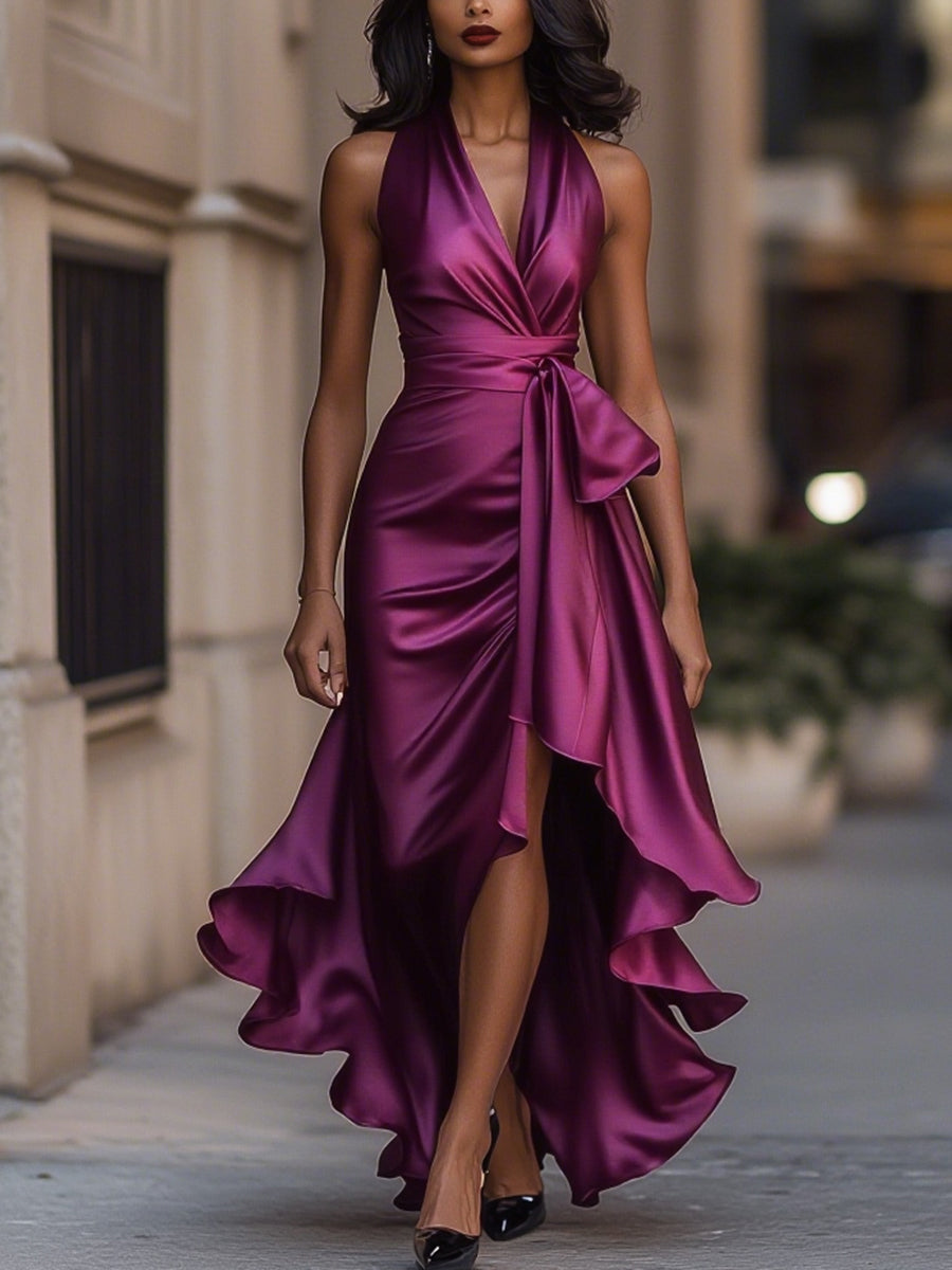 Aveline | Evening Dress Formal Gown Elegant Satin High Slit 9