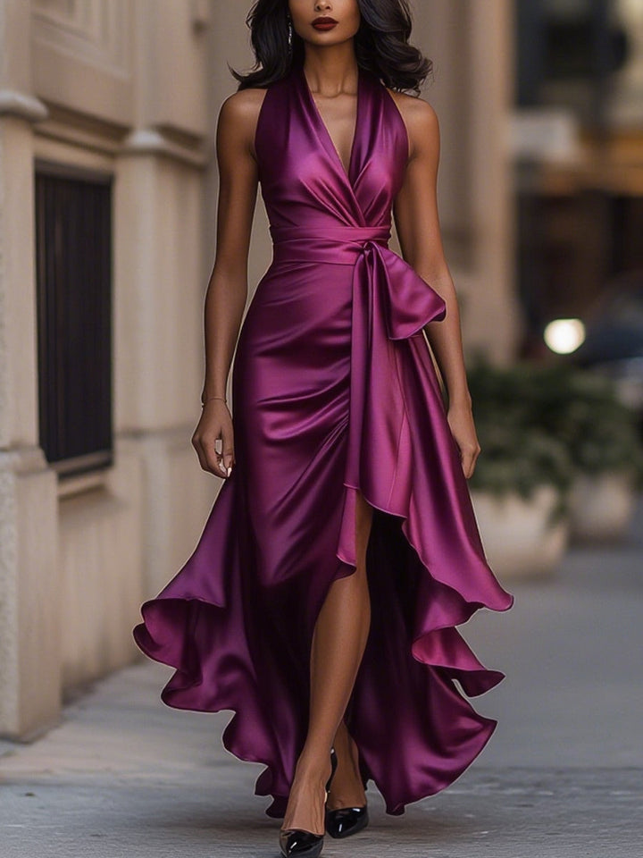 Aveline | Evening Dress Formal Gown Elegant Satin High Slit 9