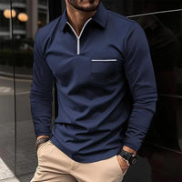 Dominic | Polo classica a maniche lunghe con mezza cerniera
