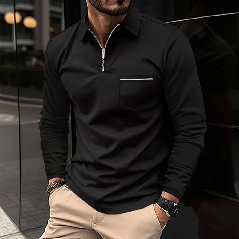 Ben | Solid Zipper Long Sleeve Polo Shirt 2