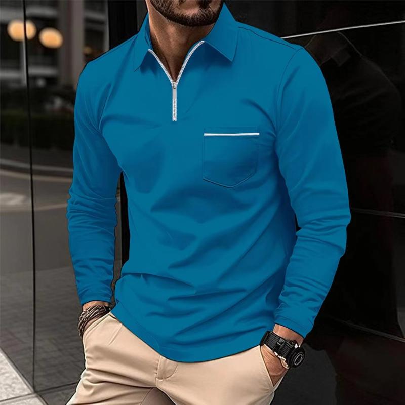 Ben | Solid Zipper Long Sleeve Polo Shirt 5