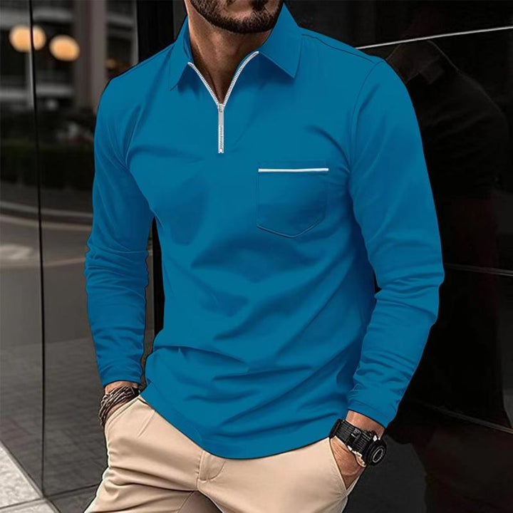 Ben | Solid Zipper Long Sleeve Polo Shirt 5