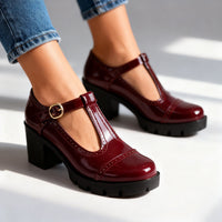 Evelyn | Sophistication and Classic T-Strap Brogue Block Heel Mary Jane