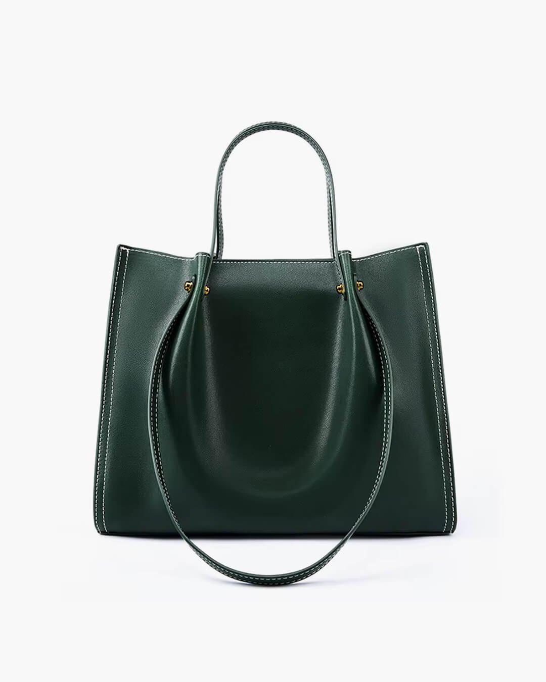 Beverly | Minimalist Contrast-Stitch Vegan Leather Tote Bag 4