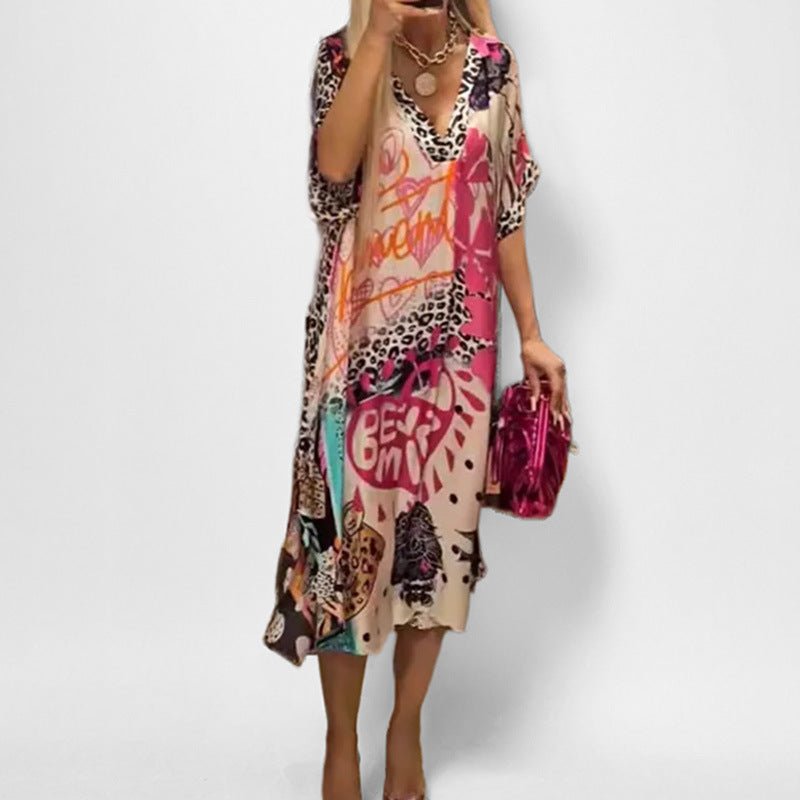 Birgit | Comfortable And Vibrant graphic print swing tunic dress 7