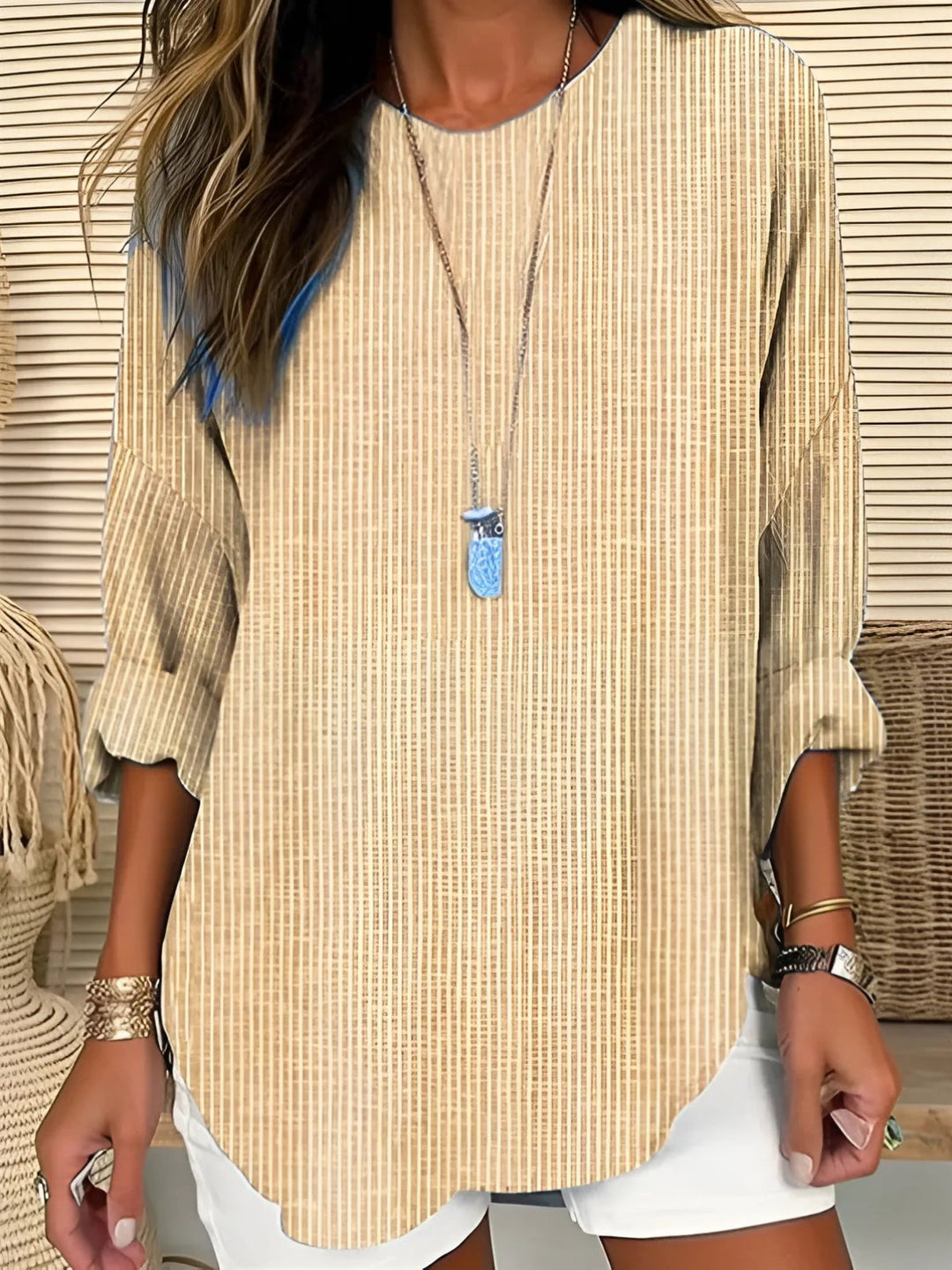 Camila | Relaxed Striped Crew Neck Long Sleeve Blouse 1
