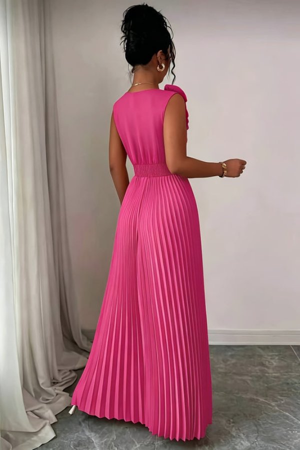Charlotte | Pleated Sleeveless Floral Applique Evening Dress 6