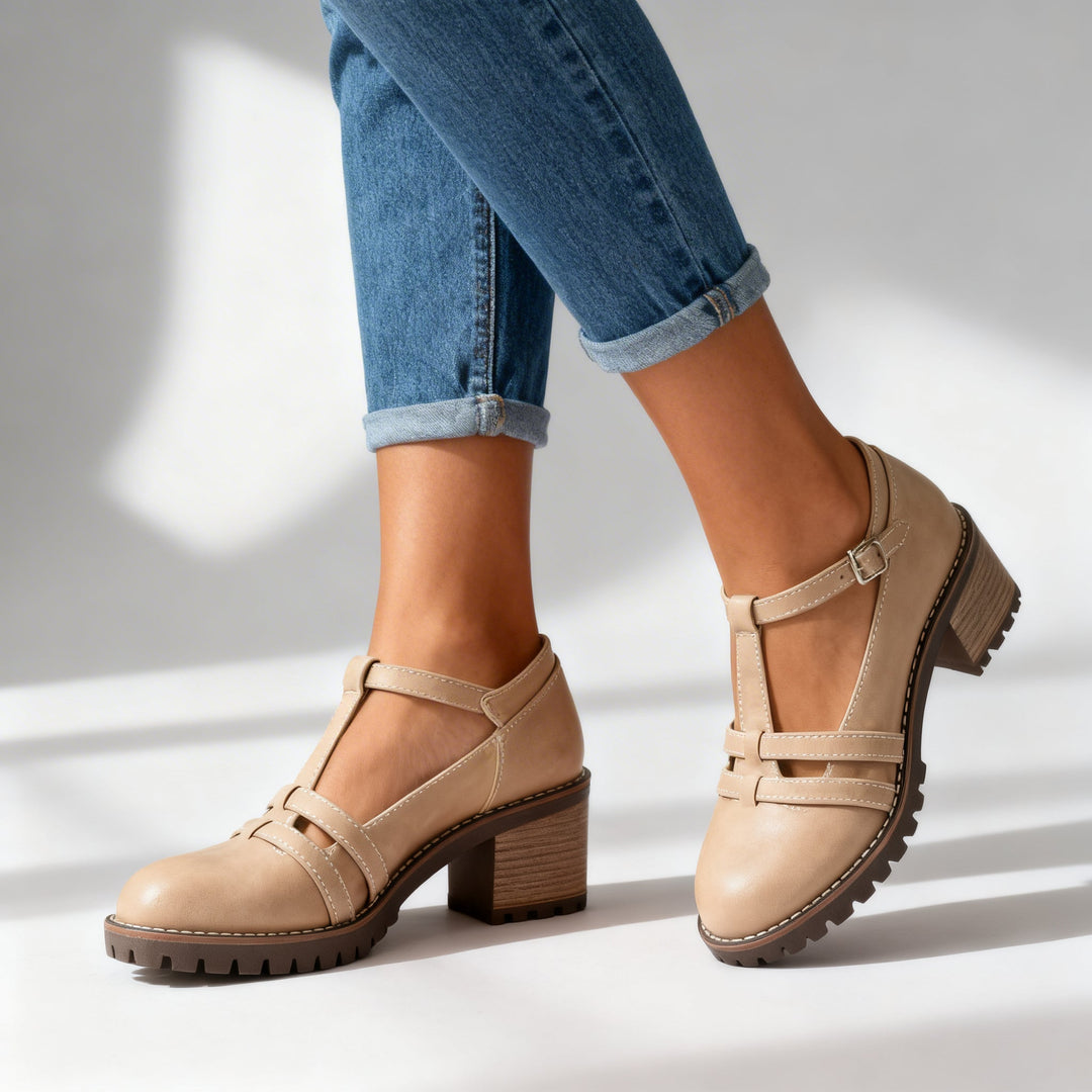 Charlotte | Retro T-Strap Block Heel Loafer 4
