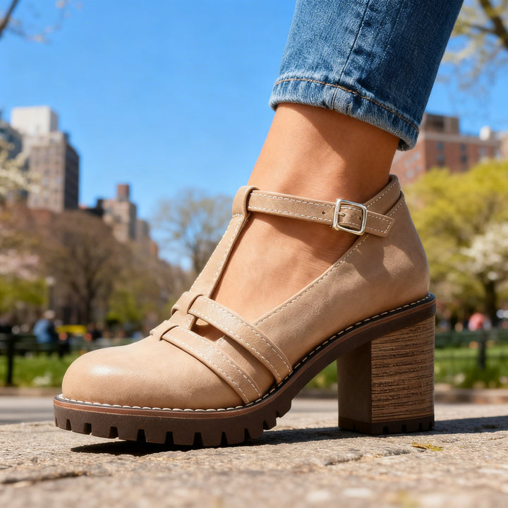 Charlotte | Retro T-Strap Block Heel Loafer 7