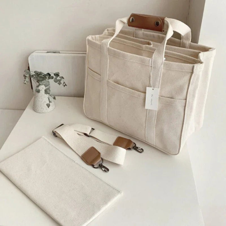 Charlotte | Spacious Multi-Pocket Canvas Tote Bag 2