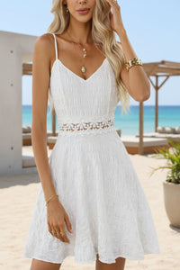 Lena | Chic Floral Lace-Waist Cocktail Mini Dress