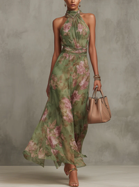 Mila | Lightweight and Timeless Halter Neck Floral Maxi Dress