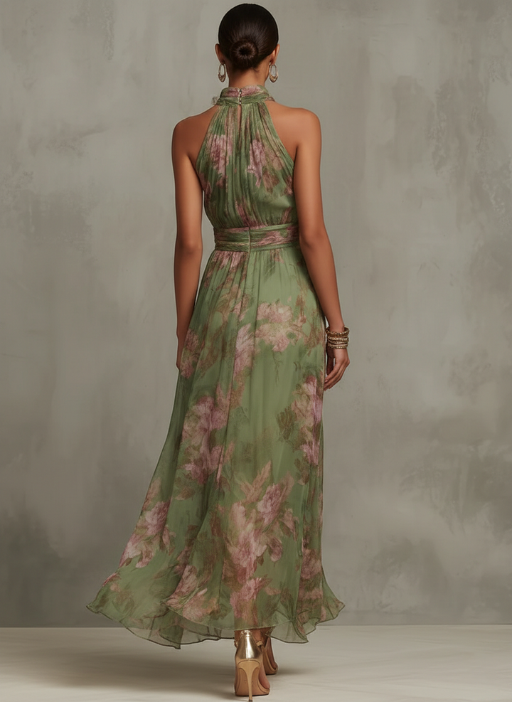Chloe | Elegant Halter Neck Floral Maxi Dress 1