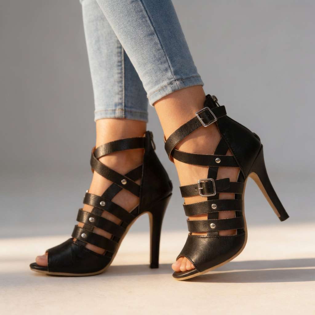 Daisy | Elegant Gladiator Stiletto Block Heel 0