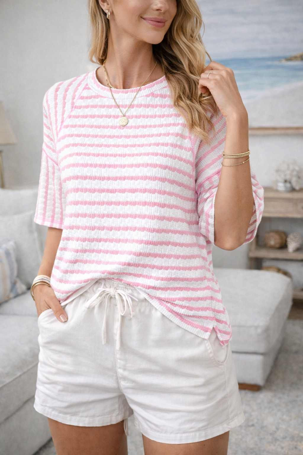 Daniela | Casual And Breathable Relaxed Striped Cotton T-Shirt 2