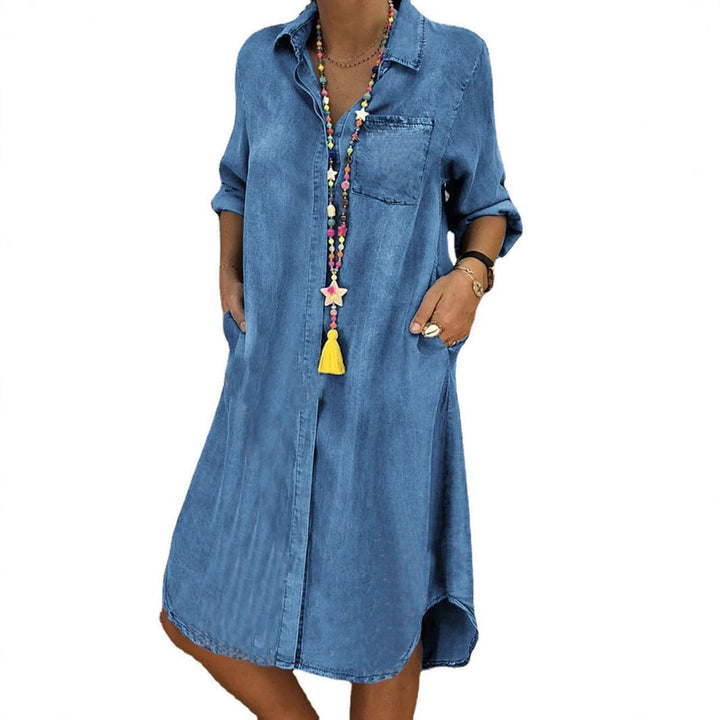 zara denim shirt dress TRF SHORT DENIM DRESS - Dark indigo