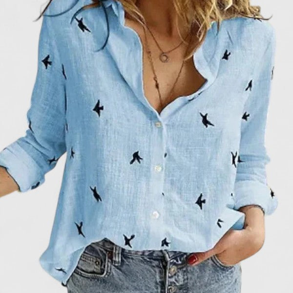 Demi | Elegant Linen Ruffled Button-Down Shirt 10