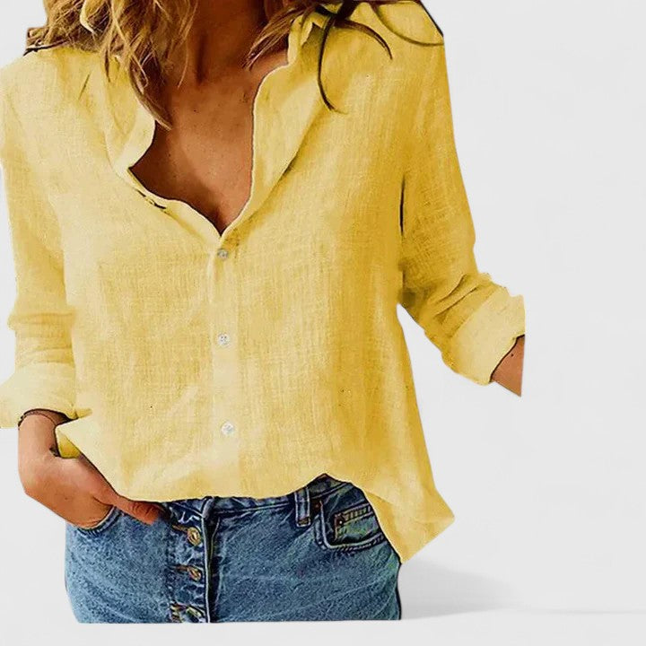Demi | Elegant Linen Ruffled Button-Down Shirt 5