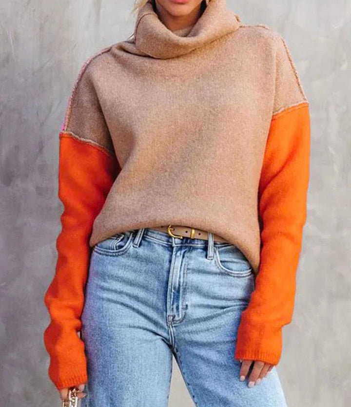 Doreen | Warm cotton sweater with color block design 3