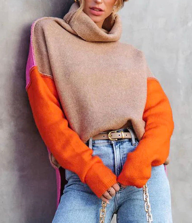 Doreen | Warm cotton sweater with color block design 4
