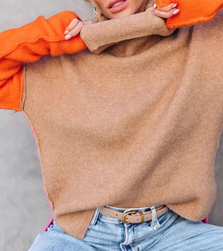 Doreen | Warm cotton sweater with color block design 5