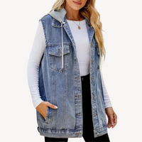 Elizabeth | Stylish And Casual Denim Hooded Vest
