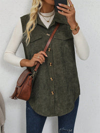 Sienna | Relaxed Ribbed Button Up Layering Vest Shirt