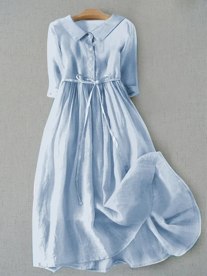 Elena | Timeless and Sophisticated Cotton Linen Dress 0