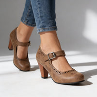 Victoria | Timeless and Classic Brogue Mary Jane Block Heel Pumps