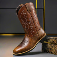 Victor | Bestickte vintage echte Leder-Heritage-Stiefel