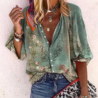 Lucy | Lightweight Bohemian Printed V-Neck Blouse