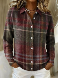 Amelia | Comfortable and Timeless Checked Knit Cardigan