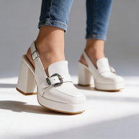 Mila | Platform Slingback Block Heel Loafer