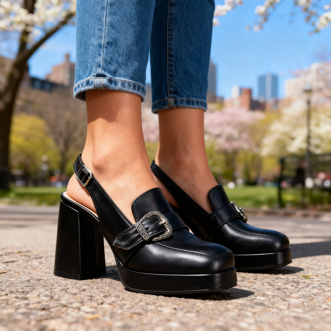 Emily | Chic Platform Slingback Block Heel Loafers 8