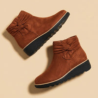 Clara | Comfortable And Elegant Suede Bow Boots