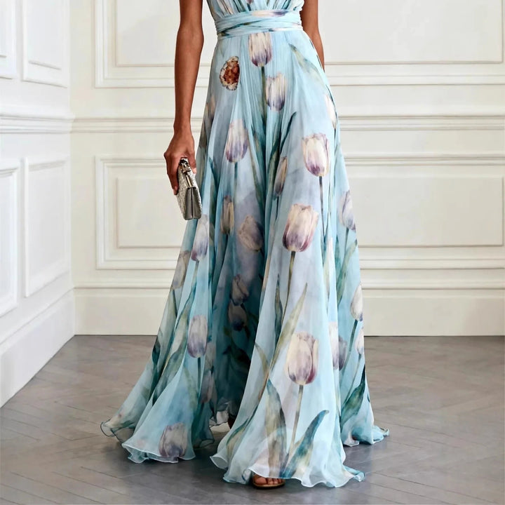 Emma | Romantic Chiffon Floral Wrap Maxi Dress 4