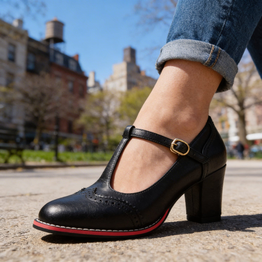 Emma | Stylish T-Strap Mary Jane Block Heel 5