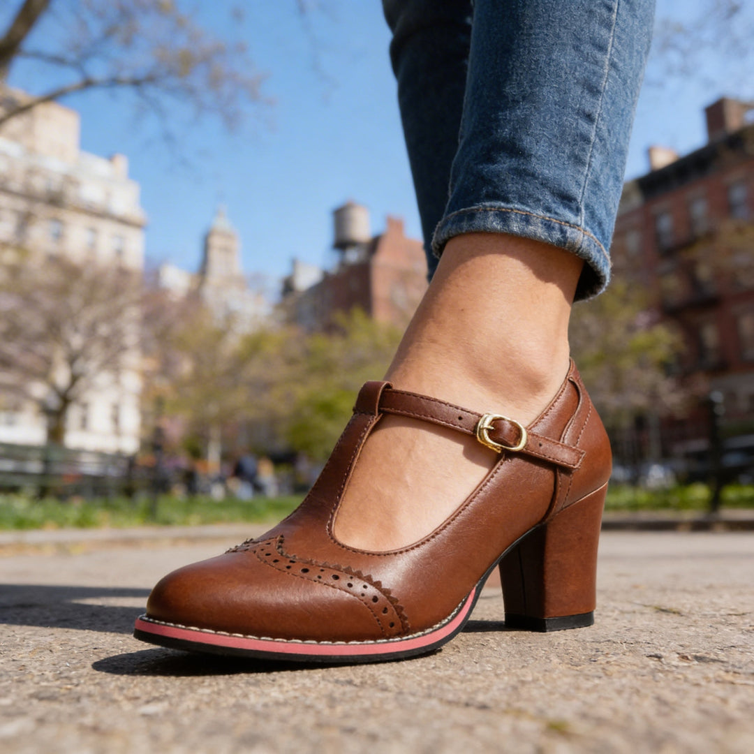 Emma | Stylish T-Strap Mary Jane Block Heel 6