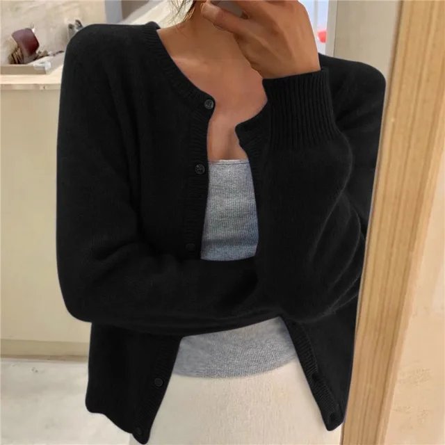 Emma | Women's Button Front Cardigan Cropped Relaxed Fit 1