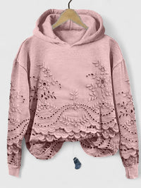 Laura | Feminine Lace-Detail Hooded Knit Sweater