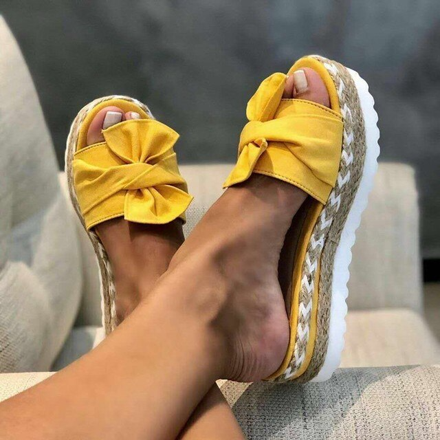 Eva | Elegant Bow Woven Wedge Sandals 3