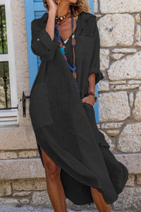 Isabella | Lässiges und entspanntes Leinen-Midi-Hemdkleid