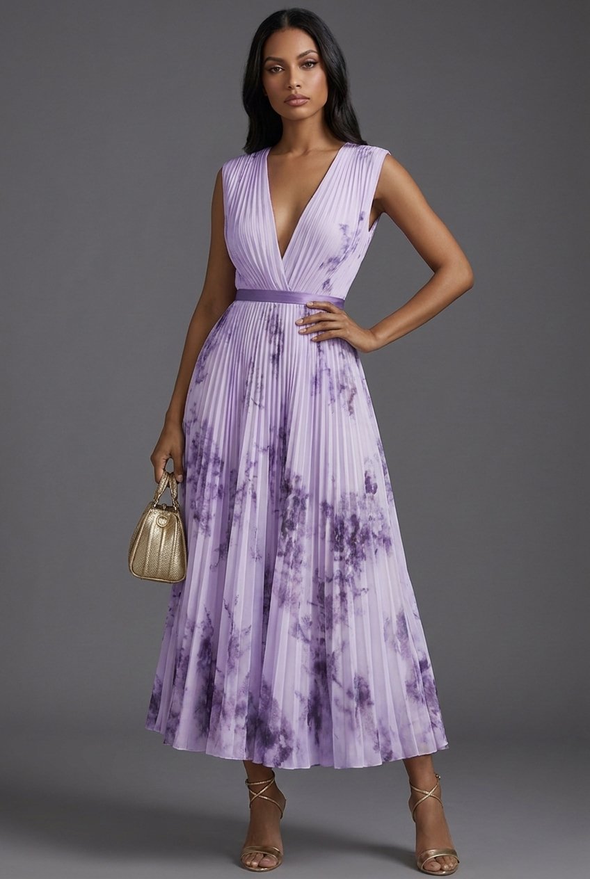 Evelyn | Elegant Pleated Floral Midi Dress 5