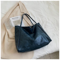 Olive | Timeless Retro-Inspired PU Leather Shoulder Tote Bag