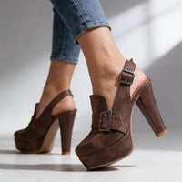 Sophia | Stylish Platform Slingback Block Heel Loafers