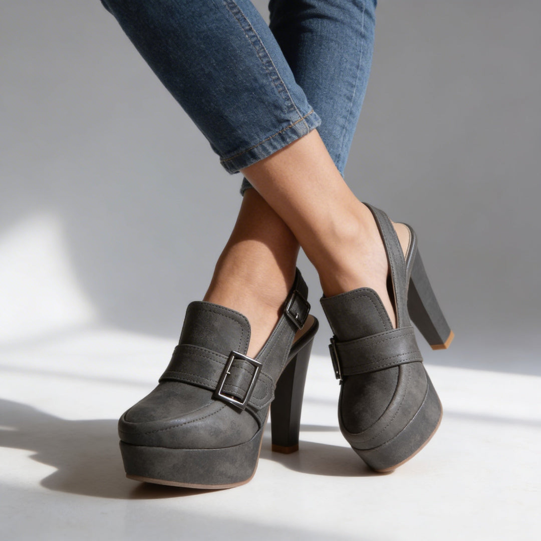 Evelyn | Retro Platform Slingback Block Heel Loafers 7
